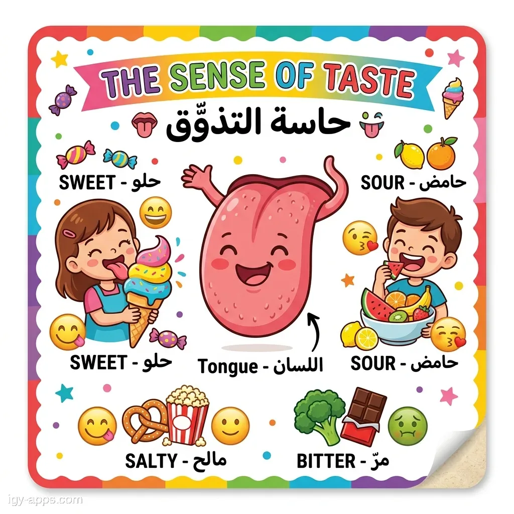 كارت حاسة التذوق — اللسان